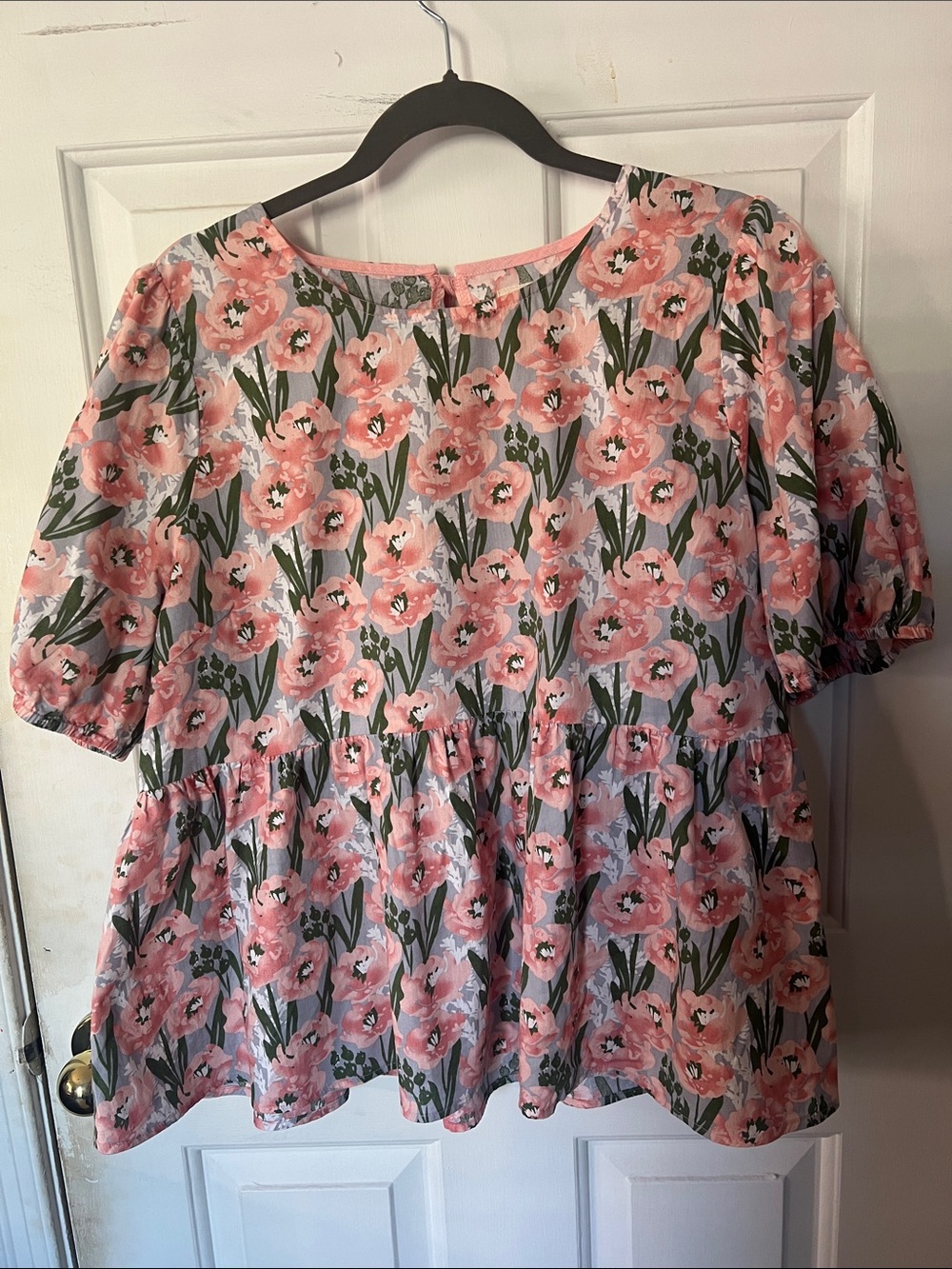 Umgee Pink Floral Peplum Tunic Top